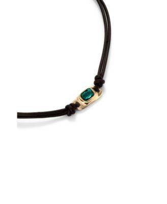  Green Crystal Leather Necklace