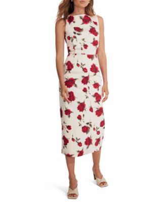 Women's Rose Print Midi Dress