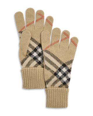 Check Cashmere Blend Gloves