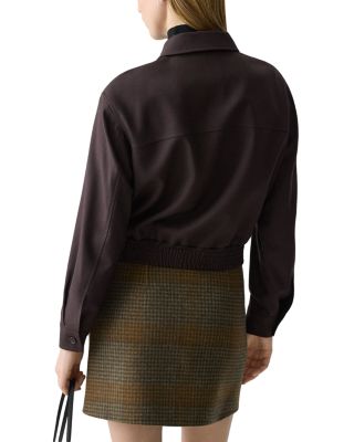 Cropped Track Jacket in Wool-Blend