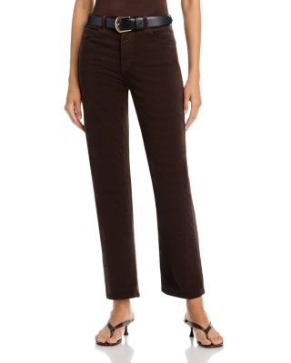 Brinley Mid Rise Straight Corduroy Jeans in Rich Umber