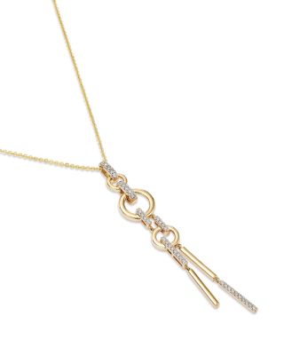 Diamond Linear Statement Pendant Necklace in 14K Yellow Gold, 0.35 tcw