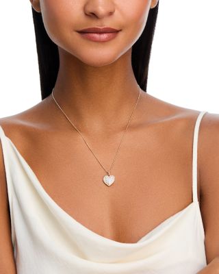Diamond Pav&eacute; Heart Pendant Necklace in 14K Yellow Gold, 0.53 tcw