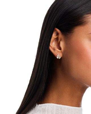 Diamond Mixed Cut Bezel Cluster Stud Earrings in 14K Yellow Gold, 0.78 tcw