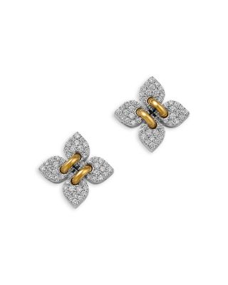 18K Yellow & White Gold Love in Verona Diamond Filo Stud Earrings