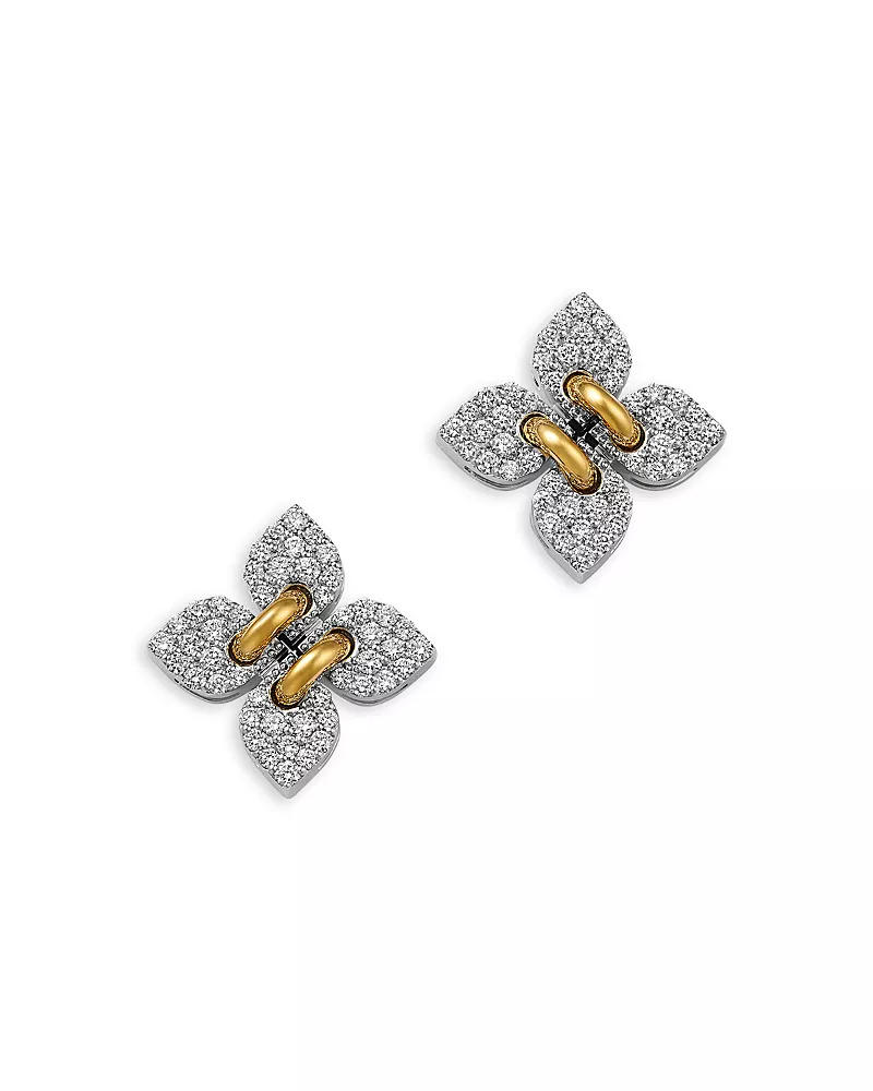Roberto Coin 18K Yellow & White Gold Love in Verona Diamond Filo Stud Earrings
