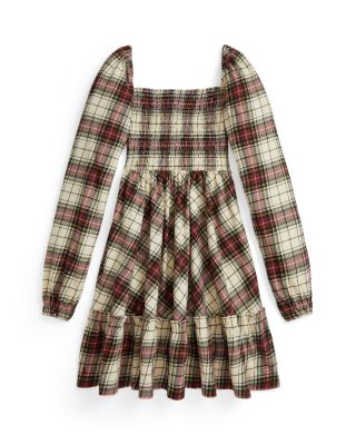 Girls' Plaid Ruffled Cotton Jersey Dress - Big Kid