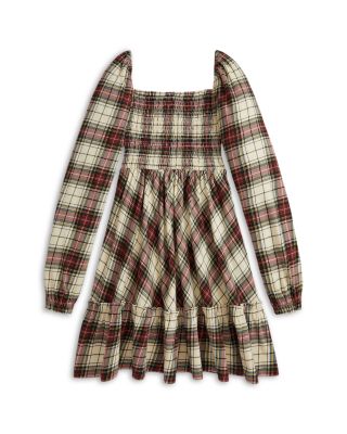 Girls' Plaid Ruffled Cotton Jersey Dress - Big Kid