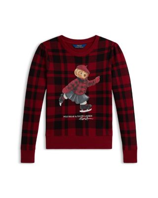Girls&#39; Plaid Polo Bear Fleece Sweatshirt - Big Kid