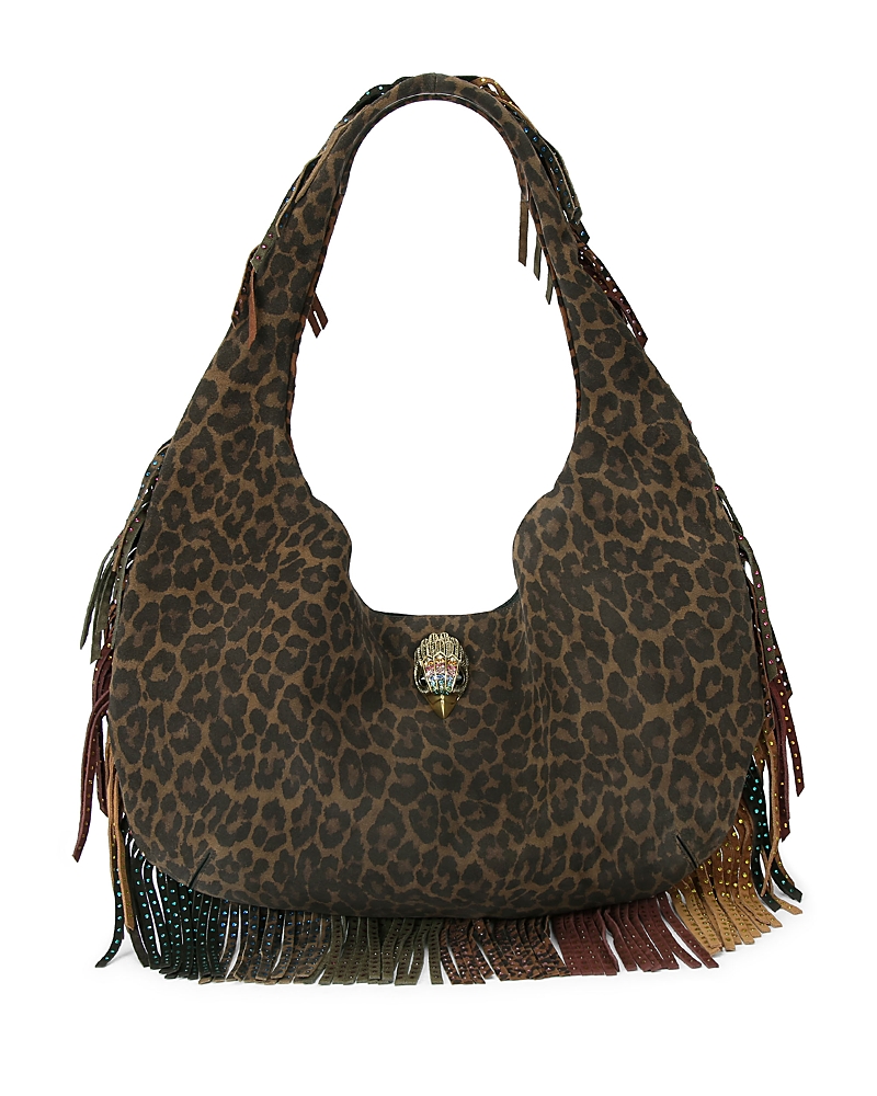 Kurt Geiger London Shoreditch Fringe Hobo Bag In Brown