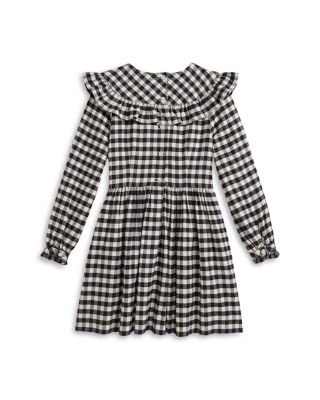 Girls' Buffalo Check Ruffled Cotton Twill Dress - Little Kid
