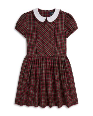 Girls' Plaid Ruffled Cotton Poplin Dress - Big Kid