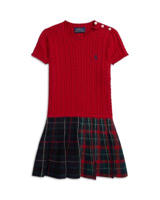 Girls' Plaid Skirt Cotton Sweater Dress - Little Kid
