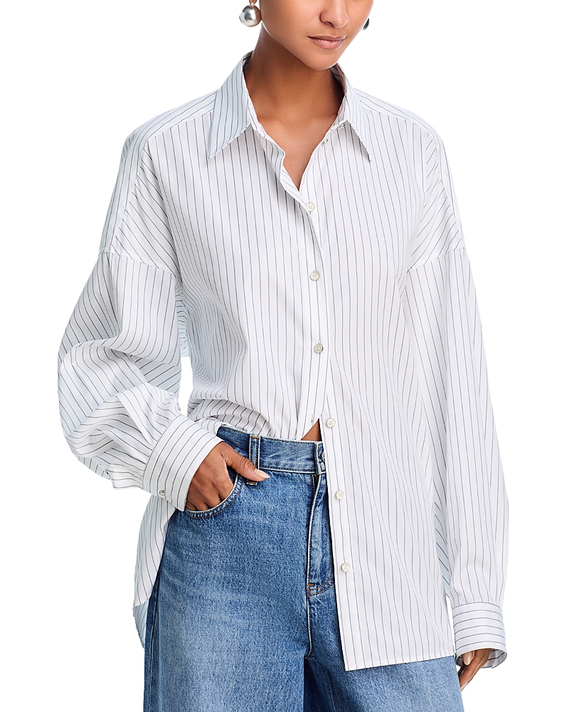 Helmut Lang Stripe Cinched Placket Shirt In Multi
