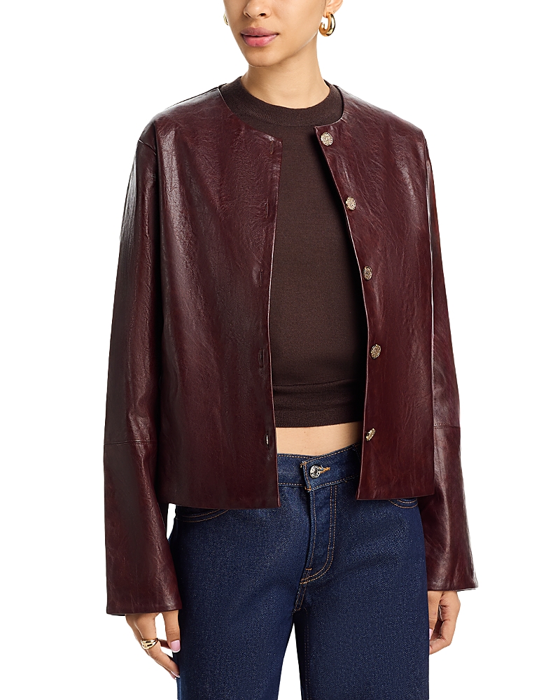 Lost And Wander Valor Of Venus Faux Leather Jacket In Burgundy