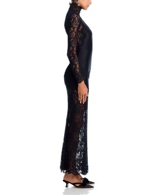 Floral Lace Mock Neck Maxi Dress
