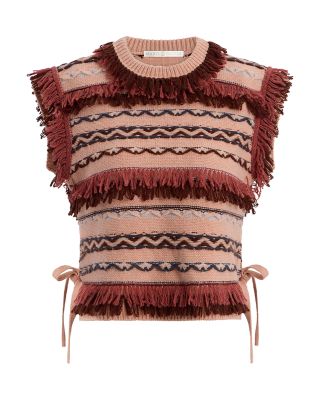 Desmond Fringe Trim Sleeveless Sweater