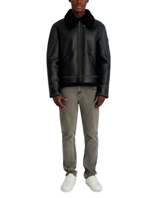 Sherpa Fleece Lined Faux Leather Jacket