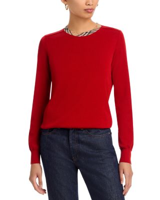 Check Trim Wool Sweater