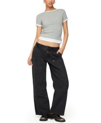 Petite Ayla Low Rise Carpenter Black Wash Jeans
