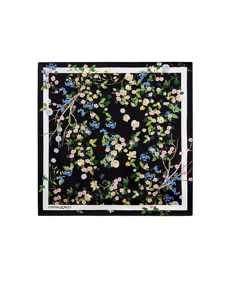 Cynthia Rowley Bloom Silk Scarf In Black
