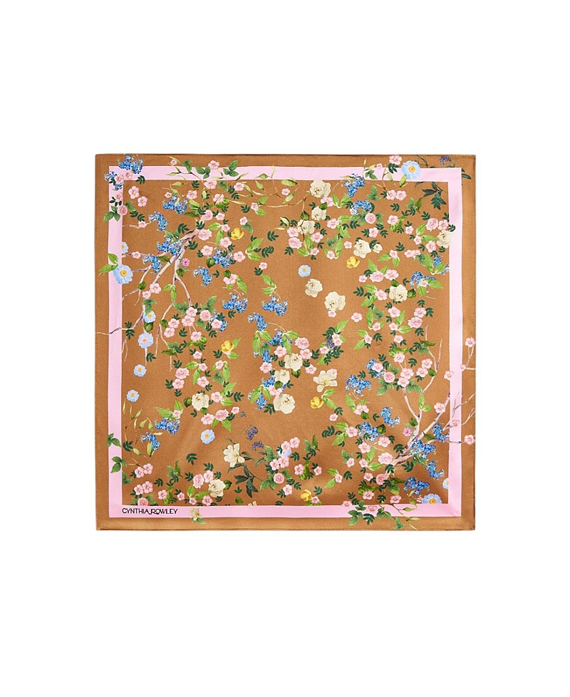 Cynthia Rowley Bloom Silk Scarf In Brown