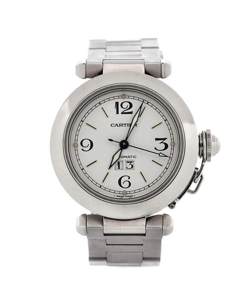 Pre-owned Pre-owned Cartier Cartier Pasha C Big Date Automatic Watch In Stainless Steel 35mm In Brown