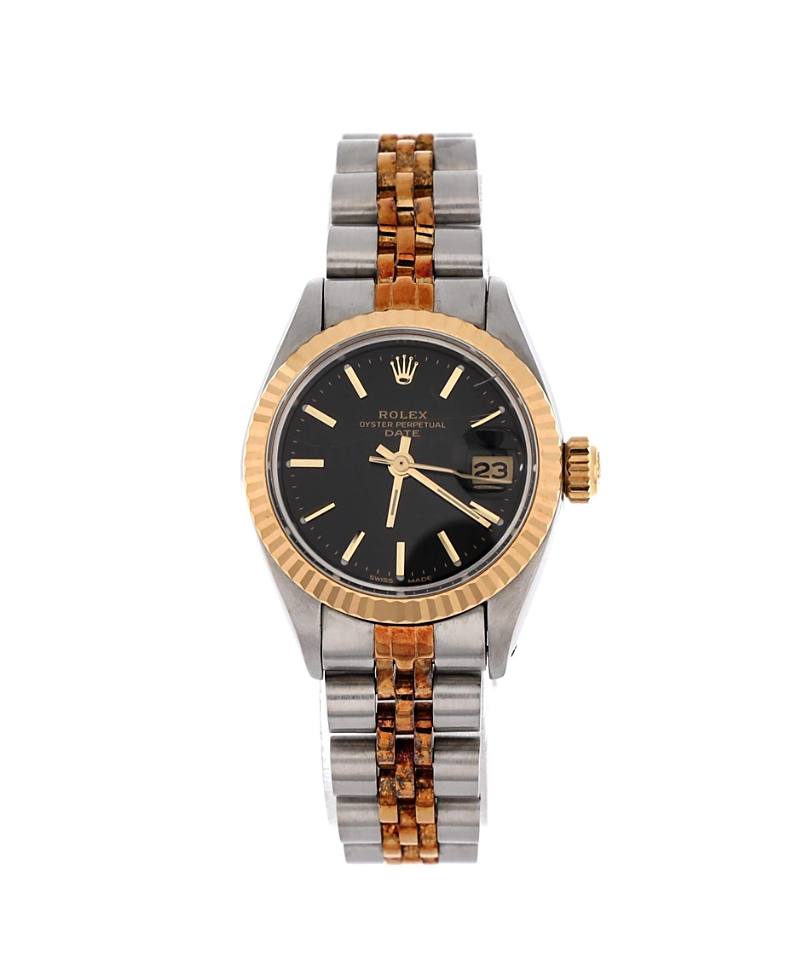 Pre-owned Pre-owned Rolex Rolex Oyster Perpetual Datejust Automatic Watch In Stainless Steel And Gold 26mm In Black