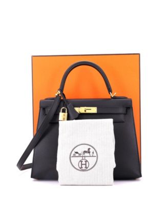 Kelly 28 Handbag Black Epsom with Gold Hardware