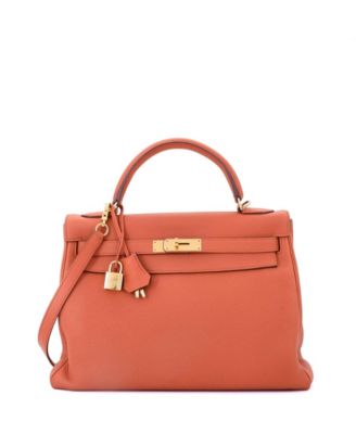 Kelly 32 Handbag Orange Togo with Gold Hardware