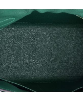  Kelly 28 Handbag Green Clemence with Gold Hardware