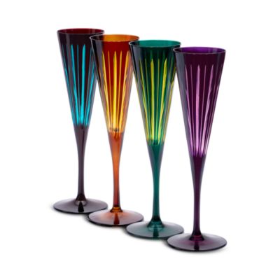 Prism Champagne Flutes, Set of 4, Assorted