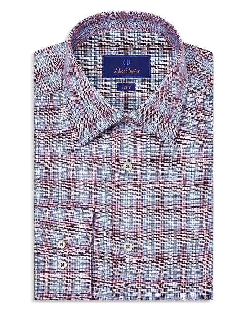 David Donahue Trim Fit Exploded Check Cotton Dress Shirt In Multi