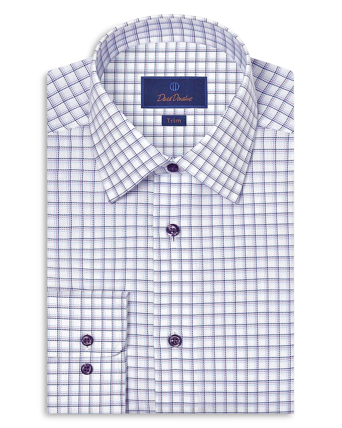 David Donahue Slim Fit Printed Dobby Dress Shirt