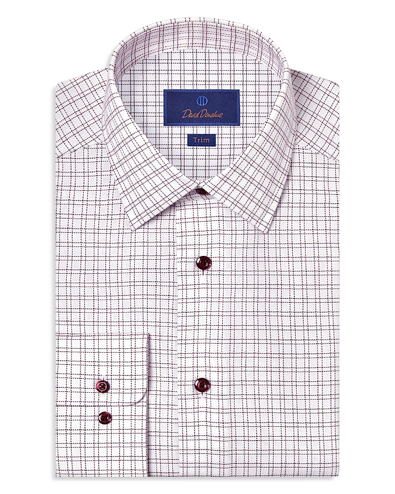 David Donahue Slim Fit Printed Dobby Dress Shirt