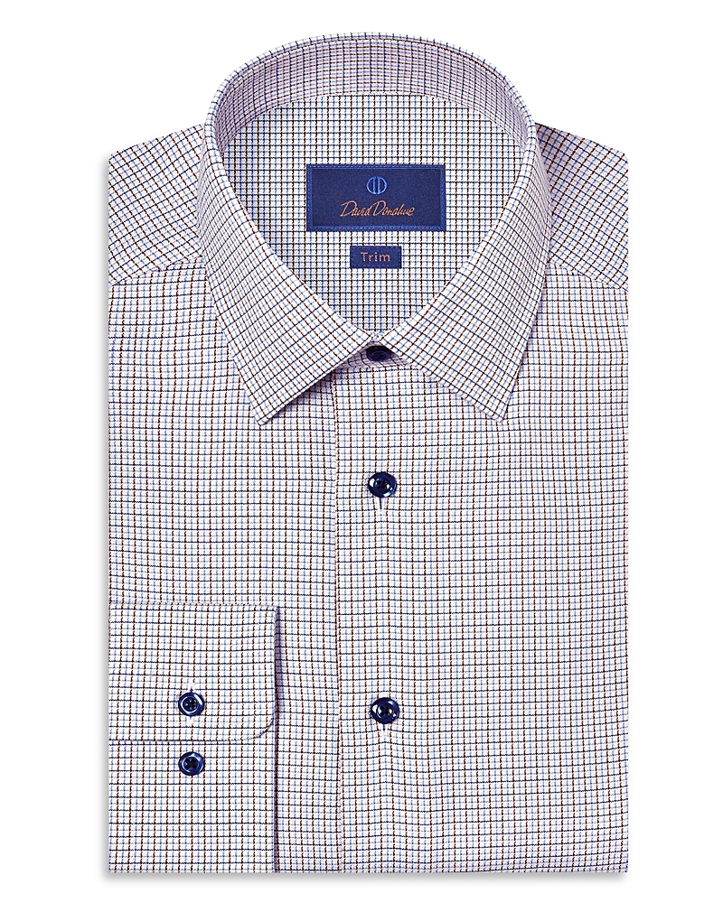David Donahue Trim Fit Check Textured Cotton Dobby Dress Shirt In Multi