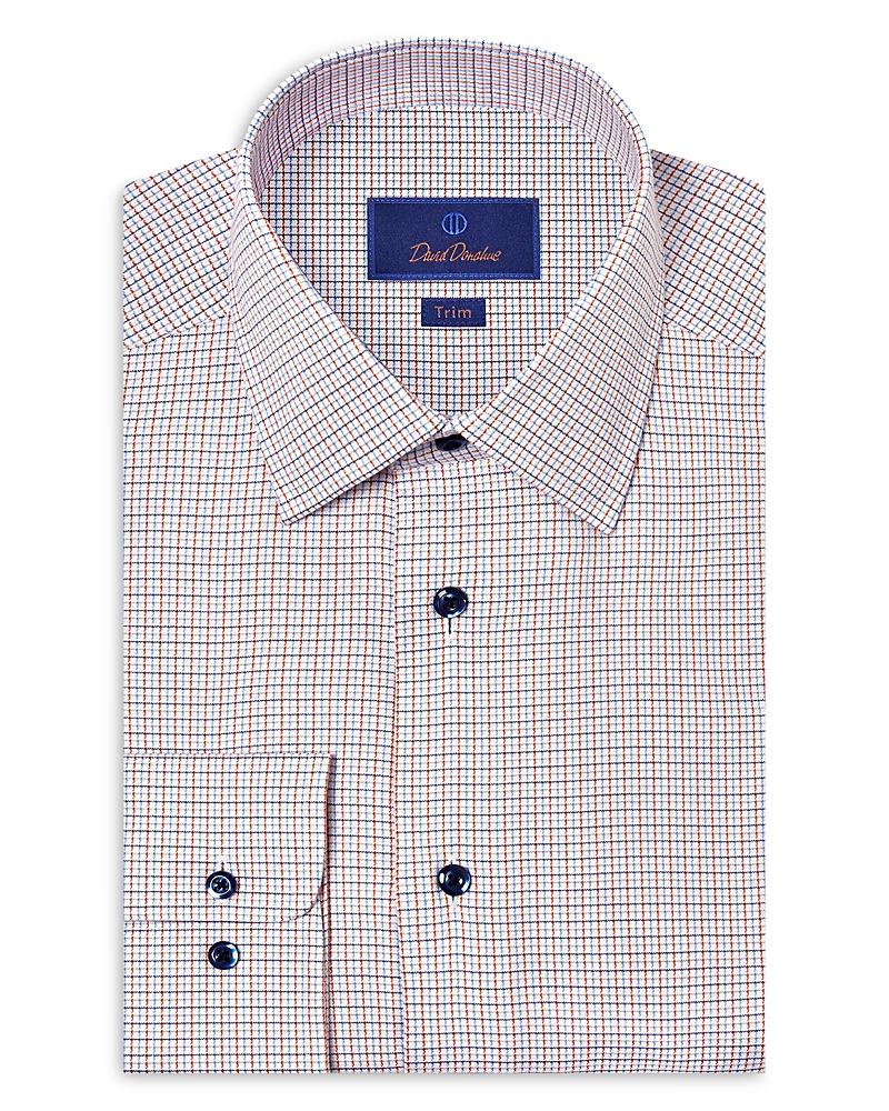 David Donahue Trim Fit Micocheck Textured Cotton Dobby Dress Shirt In Multi