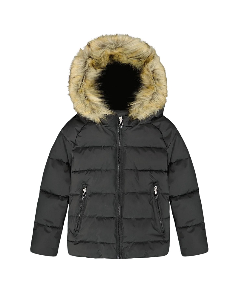 Deux Par Deux Unisex Puffy Winter Jacket - Big Kid In Black