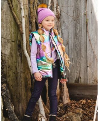 Girls' Quilted Mid-Season Sleeveless Vest Metallic - Little Kid