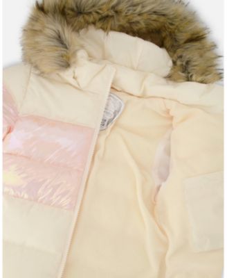Girls' Long Metallic Puffy Winter Coat - Little Kid