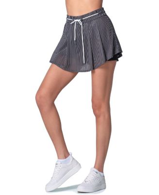 Rally Mock Neck Cardigan & High Waist Pinstripe Skirt