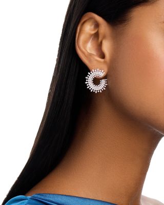 Diamond Front to Back Hoop Earrings in 14K White Gold, 2.0 tcw