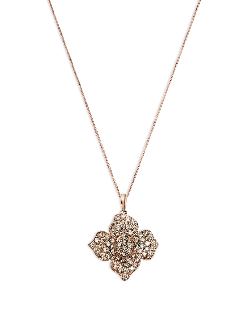 Bloomingdale's Fine Collection Brown Ombre Diamond Flower Pendant Necklace In 14k Rose Gold, 1.72 Tcw In Gold