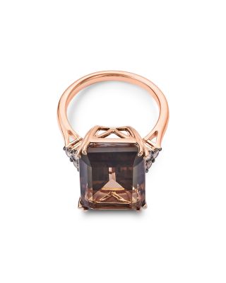 Smoky Quartz & Brown Diamond Ring in 14K Rose Gold