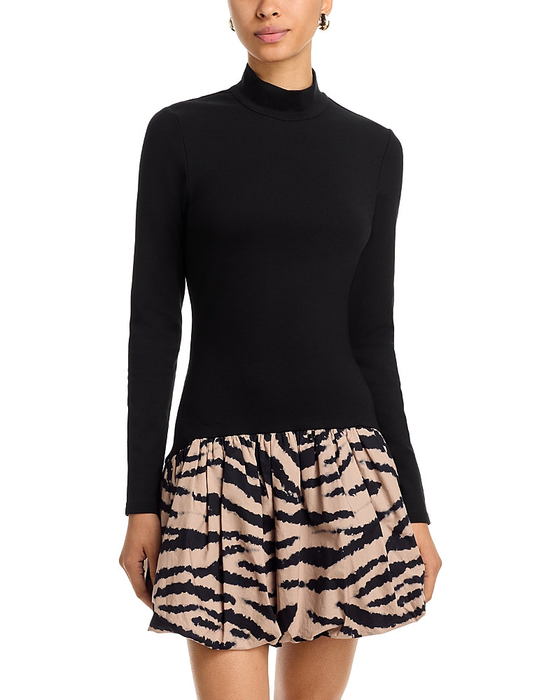 Cara Cara Issa Zebra-print Mini Dress In Black