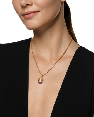 Renaissance&reg; Amulet in 18K Yellow Gold with Amethyst, Pink Tourmaline and Tsavorites, 29mm 