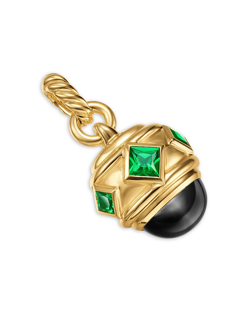 David Yurman Renaissance Amulet in 18K Yellow Gold with Black Onyx and Tsavorites, 29mm · OS