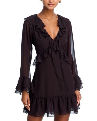 AQUA - Ruffle Long Sleeve Mini Dress - Exclusive