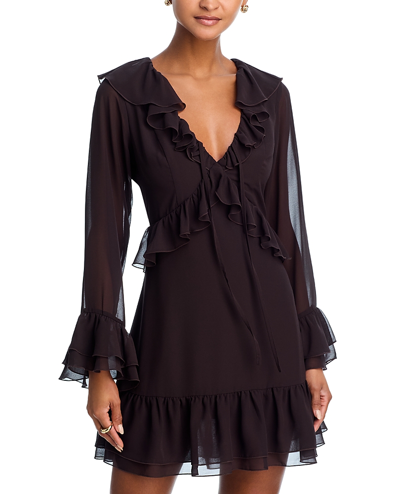 Aqua Ruffle Long Sleeve Mini Dress - Exclusive