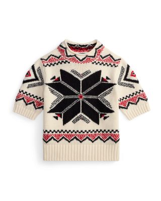 Snowflake Mockneck Short Sleeve Sweater